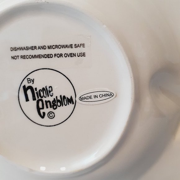 NICOLE ENGBLOM Whimsical CERAMIC FROG POND DRAGONFLY Plate 8" - Picture 9 of 10